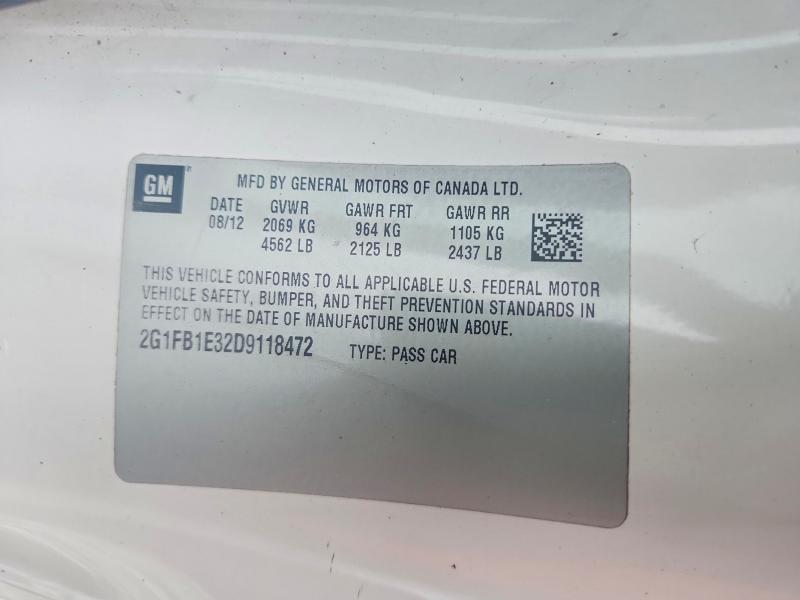 2013 Chevrolet Camaro მანქანა იყიდება აუქციონზე, vin: 2G1FB1E32D9118472, აუქციონის ნომერი: 55626346