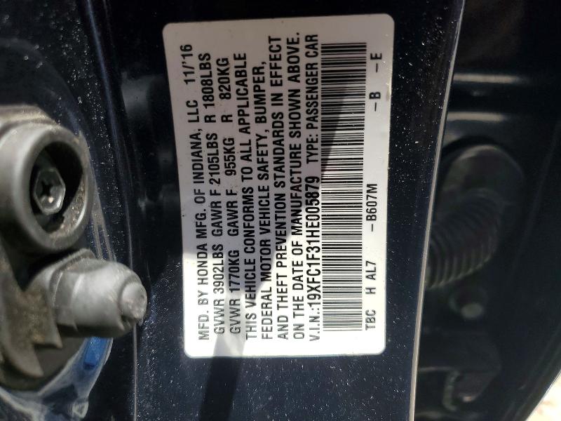 55784916 :رقم المزاد ، 19XFC1F31HE005879 vin ، 2017 Honda Civic مزاد بيع