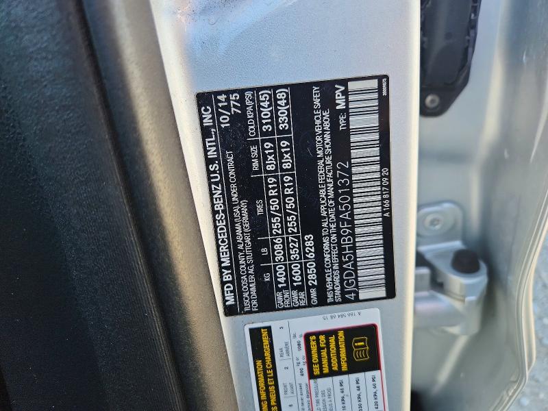 56023676 :رقم المزاد ، 4JGDA5HB9FA501372 vin ، 2015 Mercedes-benz Ml مزاد بيع