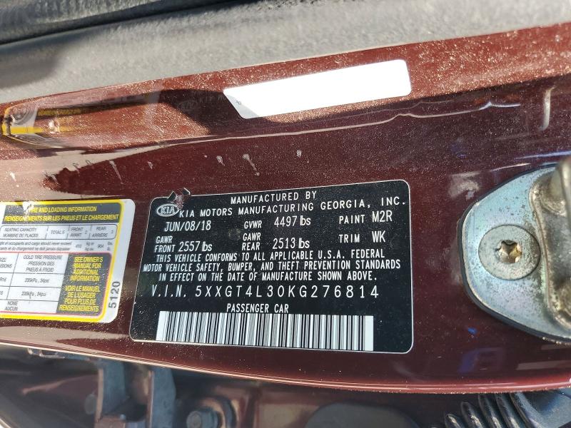 58561166 :رقم المزاد ، 5XXGT4L30KG276814 vin ، 2019 Kia Optima مزاد بيع