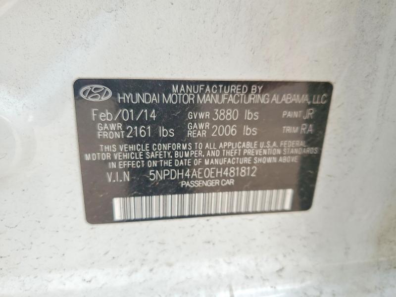 2014 Hyundai Elantra მანქანა იყიდება აუქციონზე, vin: 5NPDH4AE0EH481812, აუქციონის ნომერი: 58624016