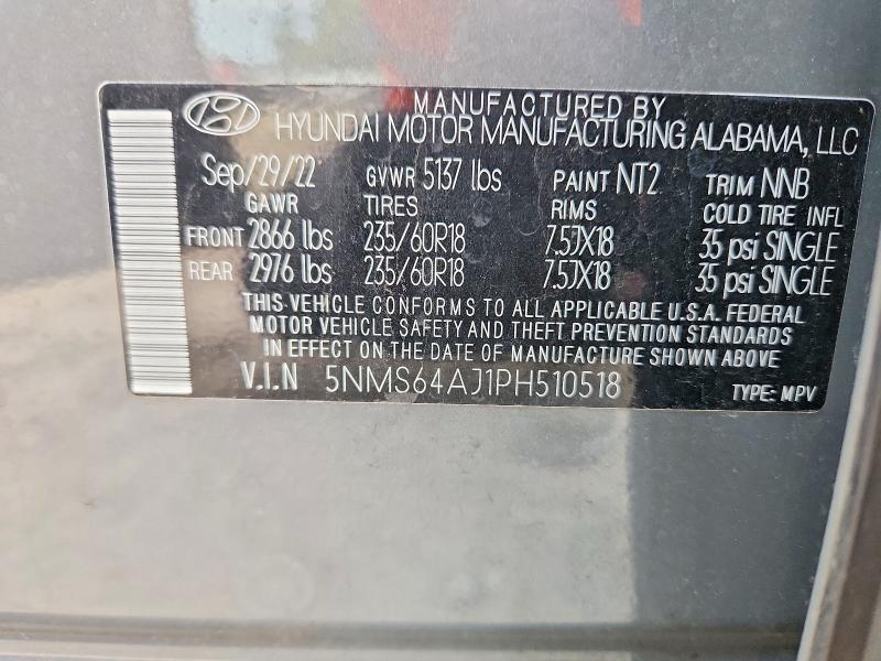 Продажа на аукционе авто 2023 Hyundai Santa Fe, vin: 5NMS64AJ1PH510518, номер лота: 57169676