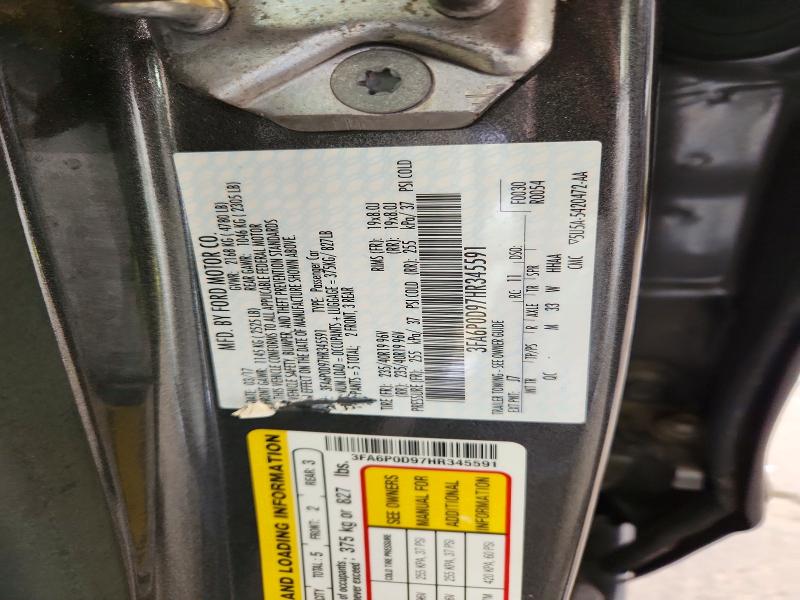 2017 Ford Fusion მანქანა იყიდება აუქციონზე, vin: 3FA6P0D97HR345591, აუქციონის ნომერი: 57600456