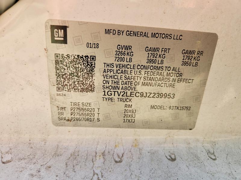 57649936 :رقم المزاد ، 1GTV2LEC9JZ239953 vin ، 2018 Gmc Sierra مزاد بيع