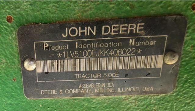 2019 John Deere 5100 მანქანა იყიდება აუქციონზე, vin: 1LV5100EJKK406022, აუქციონის ნომერი: 56496196