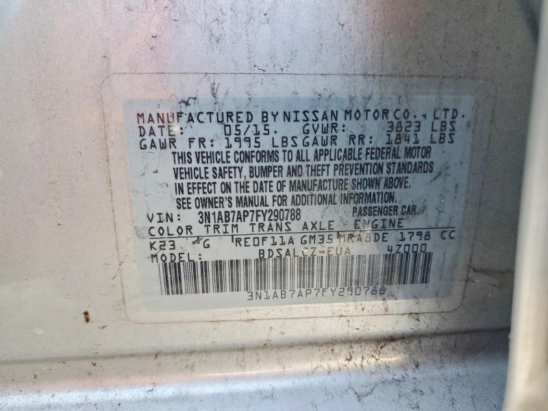 Продажа на аукционе авто 2015 Nissan Sentra, vin: 3N1AB7AP7FY290788, номер лота: 58218716