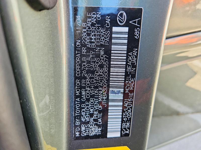 Продаж на аукціоні авто 2005 Lexus Es, vin: JTHBA30G955085577, номер лоту: 55809806