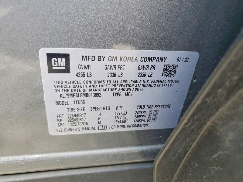 55588496 :رقم المزاد ، KL79MPSL8MB043892 vin ، 2021 Chevrolet Trailblazer مزاد بيع