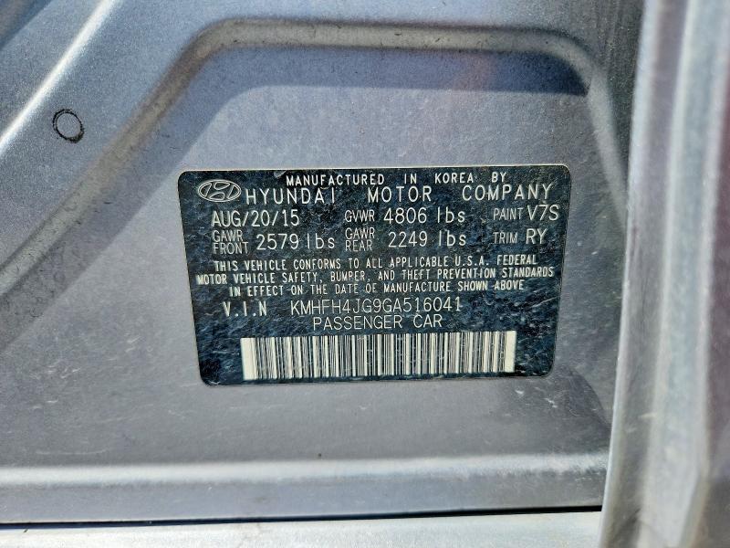 2016 Hyundai Azera მანქანა იყიდება აუქციონზე, vin: KMHFH4JG9GA516041, აუქციონის ნომერი: 56297396