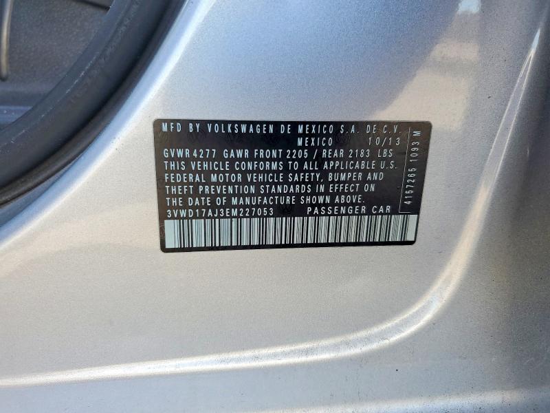 56821946 :رقم المزاد ، 3VWD17AJ3EM227053 vin ، 2014 Volkswagen Jetta مزاد بيع