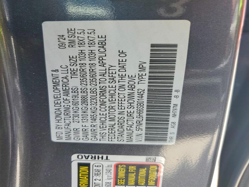 55824126 :رقم المزاد ، 5FNRL6H66SB014452 vin ، 2025 Honda Odyssey مزاد بيع