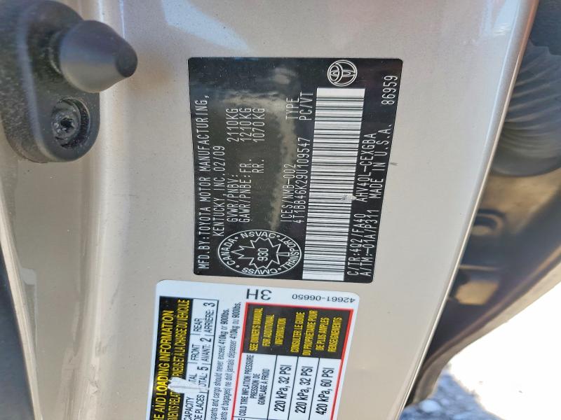 57674216 :رقم المزاد ، 4T1BB46K29U109547 vin ، 2009 Toyota Camry مزاد بيع