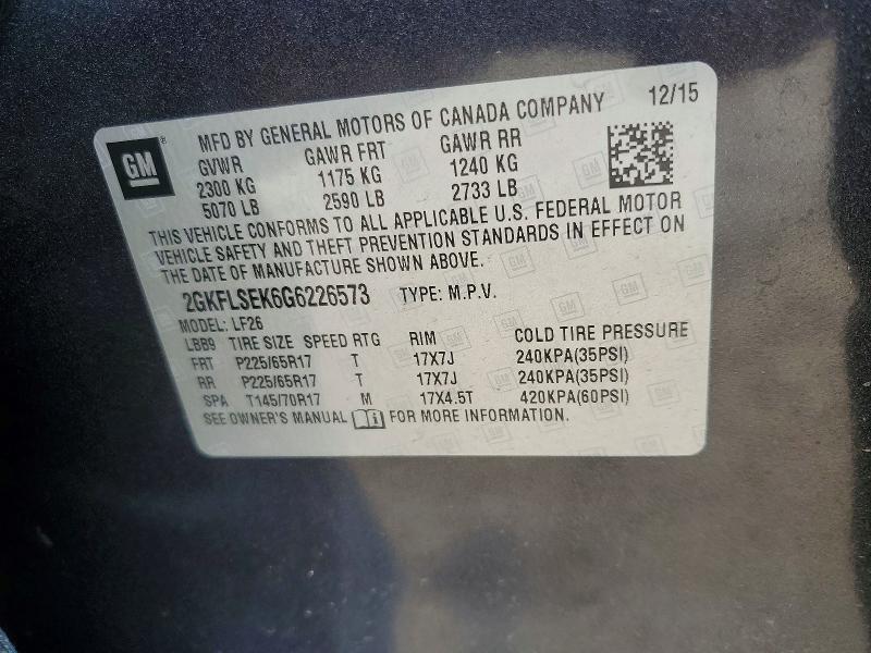 55647336 :رقم المزاد ، 2GKFLSEK6G6226573 vin ، 2016 Gmc Terrain مزاد بيع