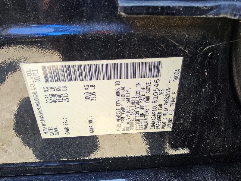 56593826 :رقم المزاد ، 1N4AA5AP1CC810546 vin ، 2012 Nissan Maxima مزاد بيع