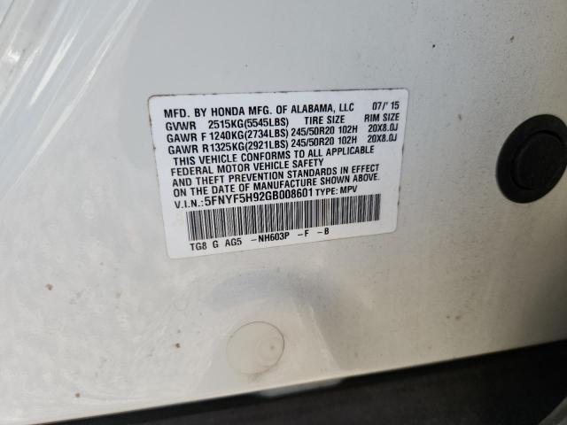 Aukcja sprzedaży 2016 Honda Pilot, vin: 5FNYF5H92GB008601, numer aukcji: 55946836