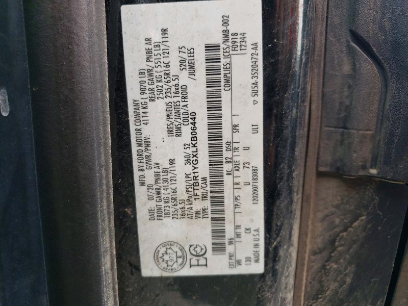 58302676 :رقم المزاد ، 1FTBR1YGXLKB06440 vin ، 2020 Ford Transit مزاد بيع