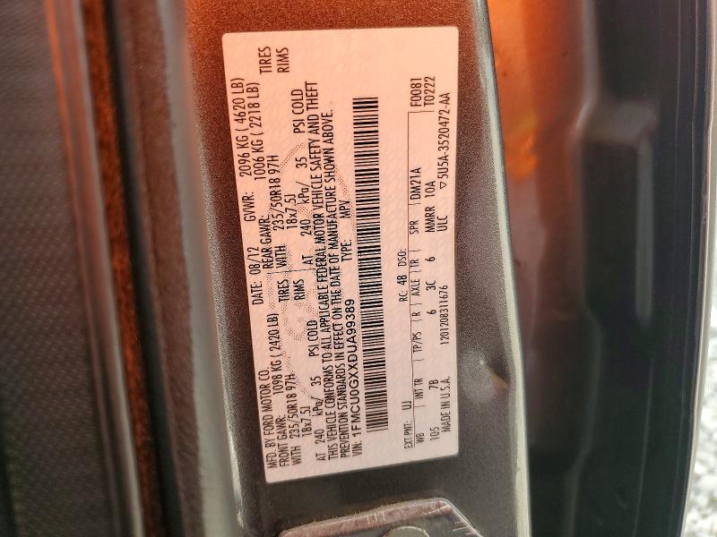 56717056 :رقم المزاد ، 1FMCU0GXXDUA99389 vin ، 2013 Ford Escape مزاد بيع