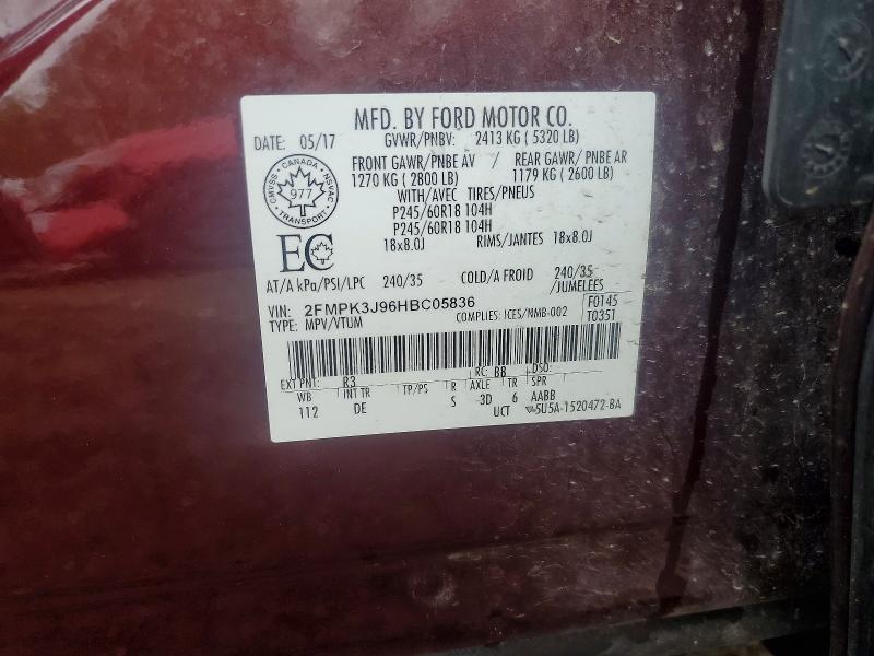 Продажа на аукционе авто 2017 Ford Edge, vin: 2FMPK3J96HBC05836, номер лота: 59086246