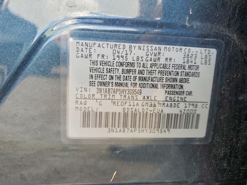 Продаж на аукціоні авто 2017 Nissan Sentra, vin: 3N1AB7AP5HY309549, номер лоту: 56476636