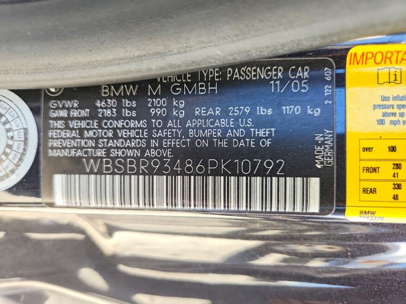 Продажа на аукционе авто 2006 Bmw M3, vin: WBSBR93486PK10792, номер лота: 85978475