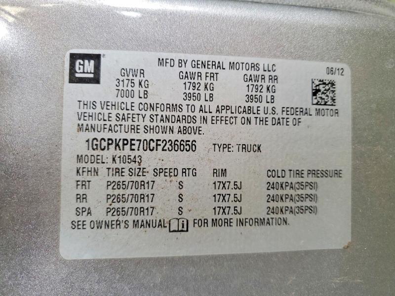 2012 Chevrolet Silverado მანქანა იყიდება აუქციონზე, vin: 1GCPKPE70CF236656, აუქციონის ნომერი: 56485966