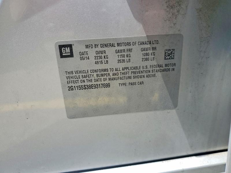 58210486 :رقم المزاد ، 2G1155S38E9317699 vin ، 2014 Chevrolet Impala مزاد بيع