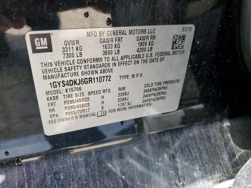 Aukcja sprzedaży 2016 Cadillac Escalade, vin: 1GYS4DKJ6GR110772, numer aukcji: 54853996