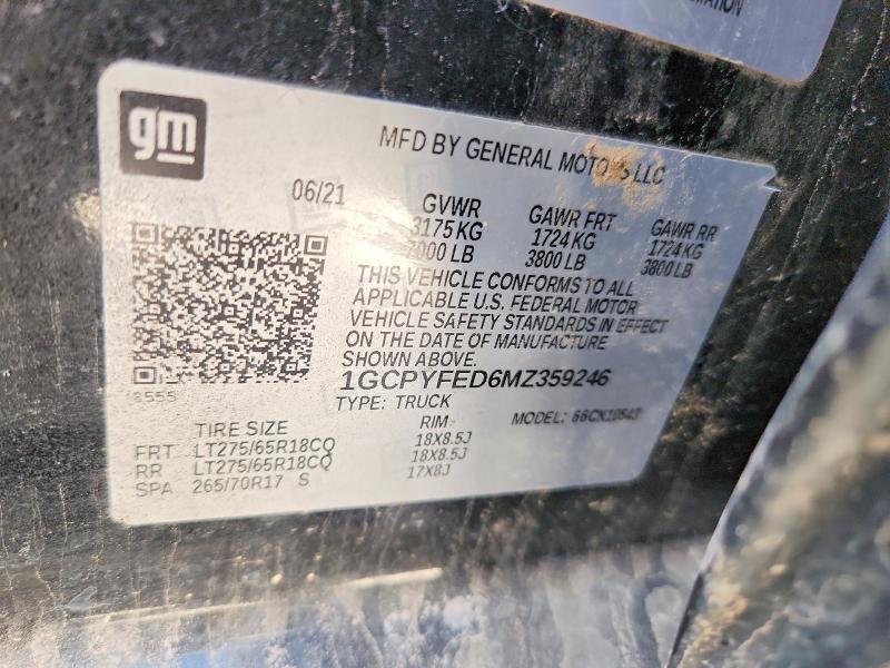2021 Chevrolet Silverado მანქანა იყიდება აუქციონზე, vin: 1GCPYFED6MZ359246, აუქციონის ნომერი: 54834226