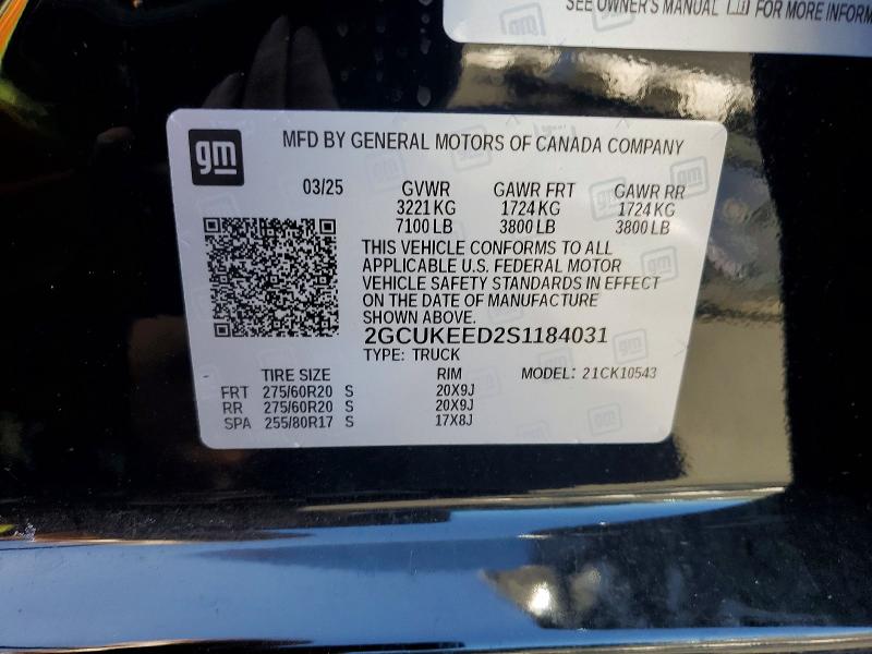 Продаж на аукціоні авто 2025 Chevrolet Silverado, vin: 2GCUKEED2S1184031, номер лоту: 56167256
