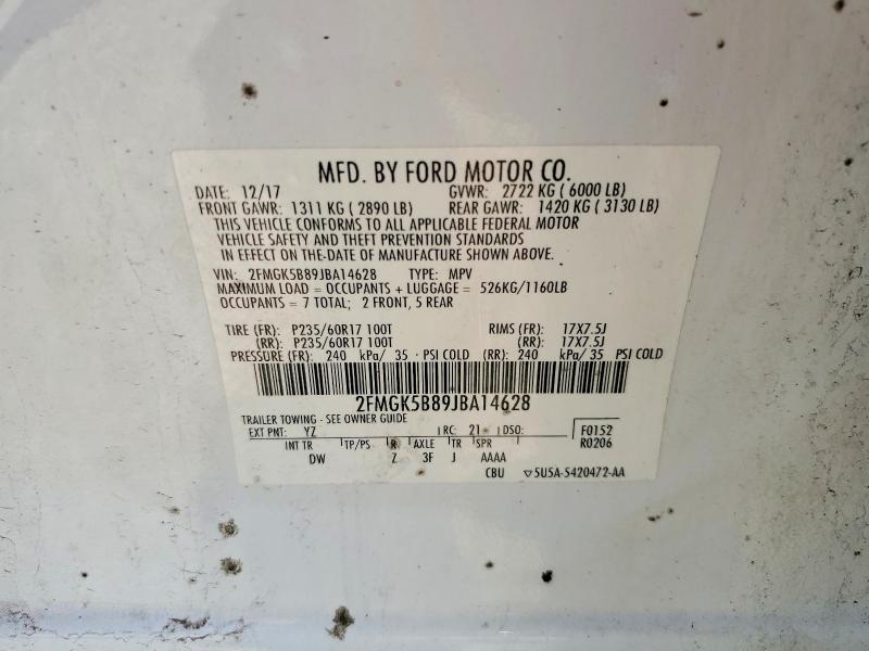 Продажа на аукционе авто 2018 Ford Flex, vin: 2FMGK5B89JBA14628, номер лота: 57328126