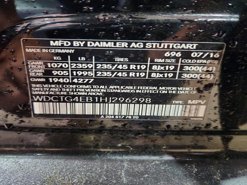 Aukcja sprzedaży 2017 Mercedes-benz Gla, vin: WDCTG4EB1HJ296298, numer aukcji: 56983706
