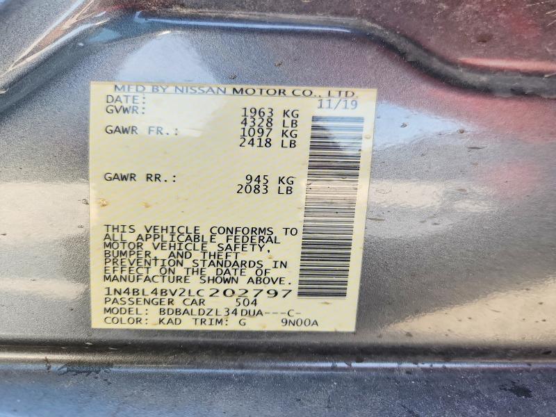 2020 Nissan Altima მანქანა იყიდება აუქციონზე, vin: 1N4BL4BV2LC202797, აუქციონის ნომერი: 58612516