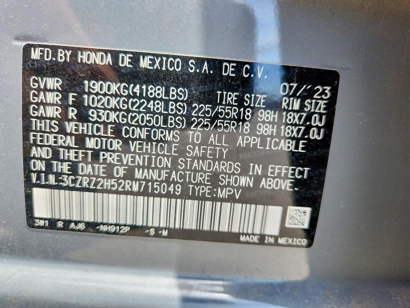 Продажа на аукционе авто 2024 Honda Hr-v, vin: 3CZRZ2H52RM715049, номер лота: 55737446