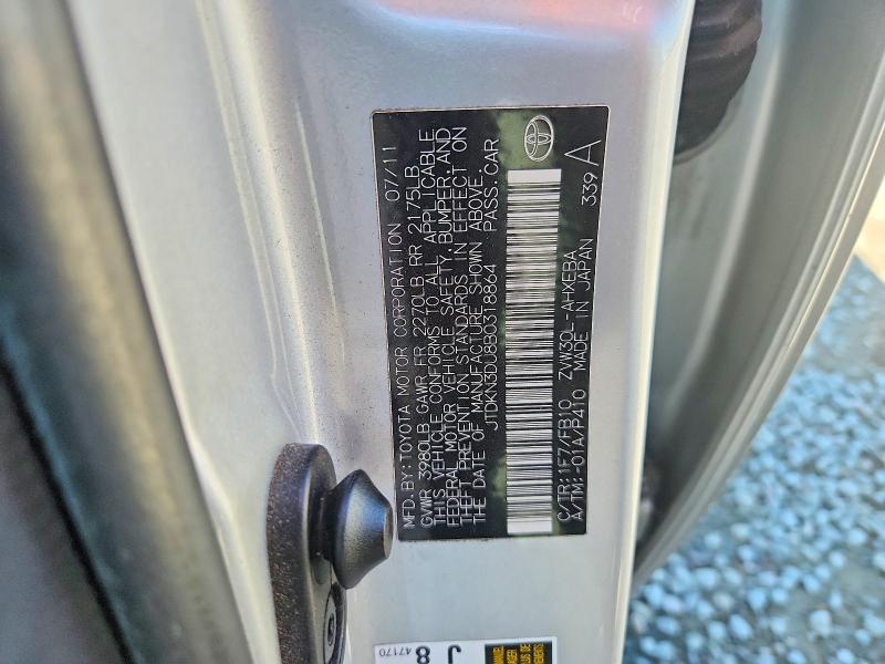 Aukcja sprzedaży 2011 Toyota Prius, vin: JTDKN3DU8B0318864, numer aukcji: 58291676