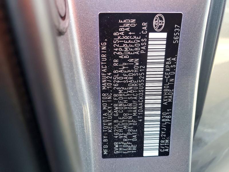 Продаж на аукціоні авто 2025 Toyota Camry, vin: 4T1DAACK0SU552512, номер лоту: 58444296