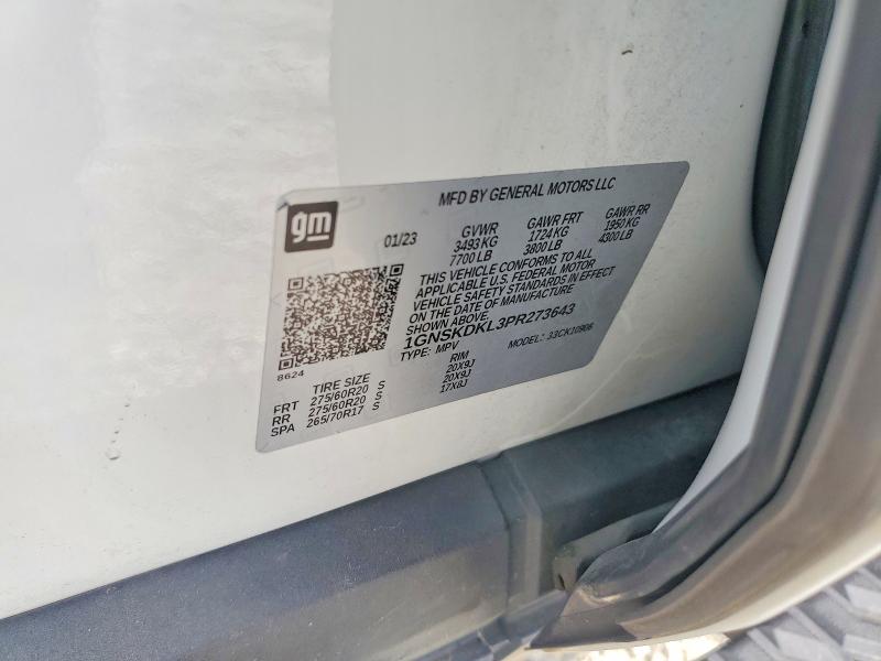 2023 Chevrolet Suburban მანქანა იყიდება აუქციონზე, vin: 1GNSKDKL3PR273643, აუქციონის ნომერი: 58378076