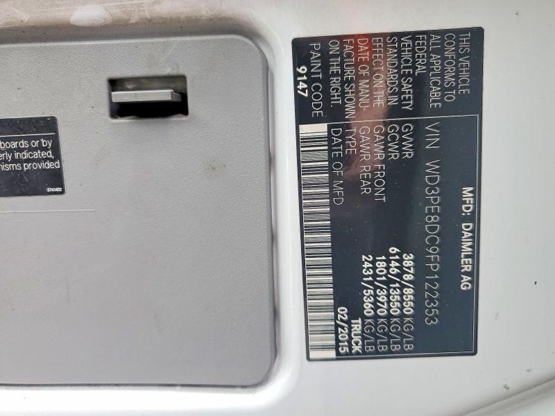 2015 Mercedes-benz Sprinter მანქანა იყიდება აუქციონზე, vin: WD3PE8DC9FP122353, აუქციონის ნომერი: 57641996