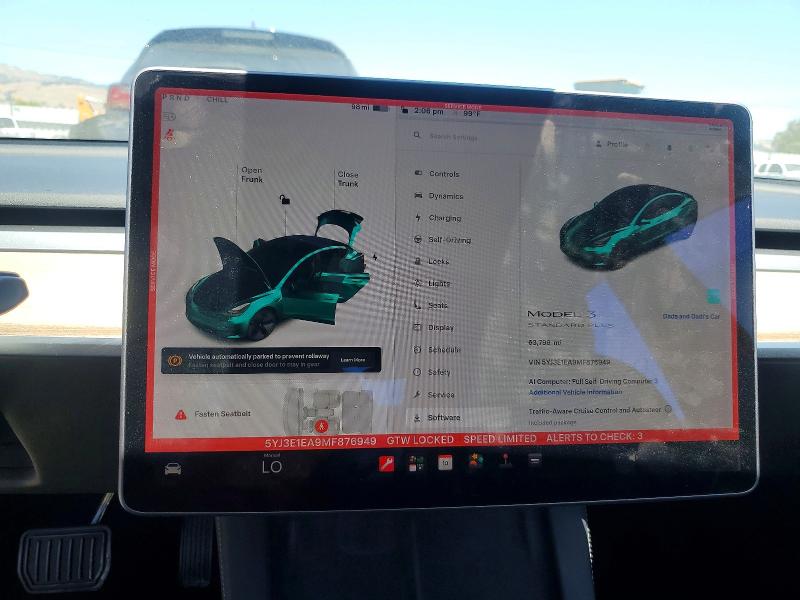 56666036 :رقم المزاد ، 5YJ3E1EA9MF876949 vin ، 2021 Tesla Model 3 مزاد بيع