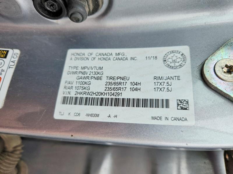 Aukcja sprzedaży 2019 Honda Cr-v, vin: 2HKRW2H20KH104291, numer aukcji: 58035246