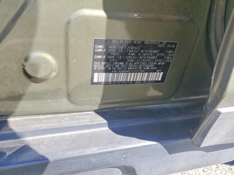 Продажа на аукционе авто 2015 Subaru Outback, vin: 4S4BSADC3F3257380, номер лота: 58731076