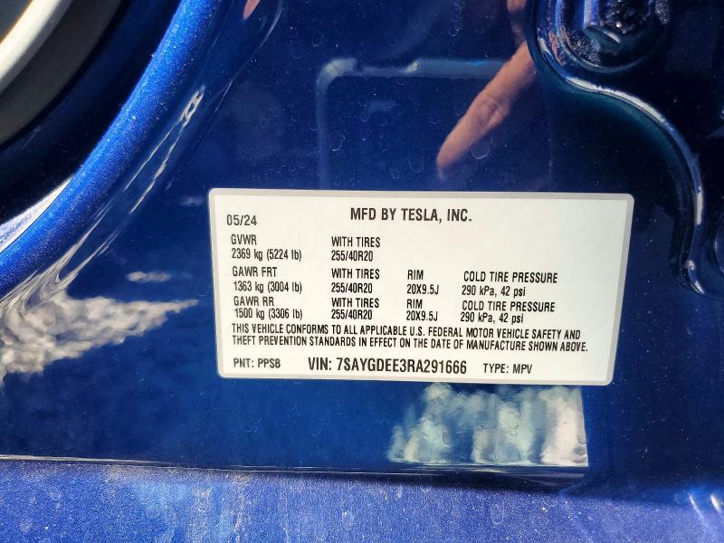 Aukcja sprzedaży 2024 Tesla Model Y, vin: 7SAYGDEE3RA291666, numer aukcji: 58081976