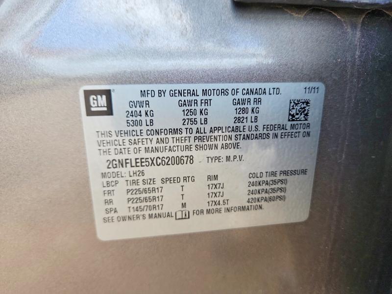 58796506 :رقم المزاد ، 2GNFLEE5XC6200678 vin ، 2012 Chevrolet Equinox مزاد بيع