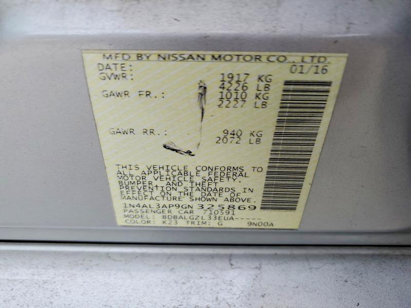 Aukcja sprzedaży 2016 Nissan Altima, vin: 1N4AL3AP9GN325869, numer aukcji: 55937036