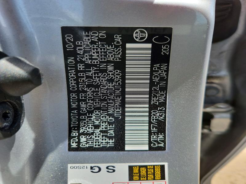 Aukcja sprzedaży 2021 Toyota Corolla, vin: JTDEPMAE1MJ153909, numer aukcji: 55946466