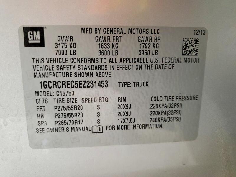 Aukcja sprzedaży 2014 Chevrolet Silverado, vin: 1GCRCREC5EZ231453, numer aukcji: 56169556