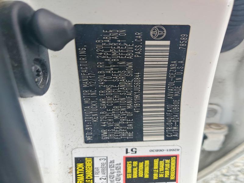 56809546 :رقم المزاد ، 4T1B11HK1JU560844 vin ، 2018 Toyota Camry مزاد بيع