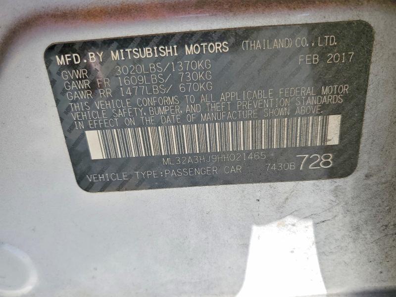 Продаж на аукціоні авто 2017 Mitsubishi Mirage, vin: ML32A3HJ9HH021465, номер лоту: 57062046