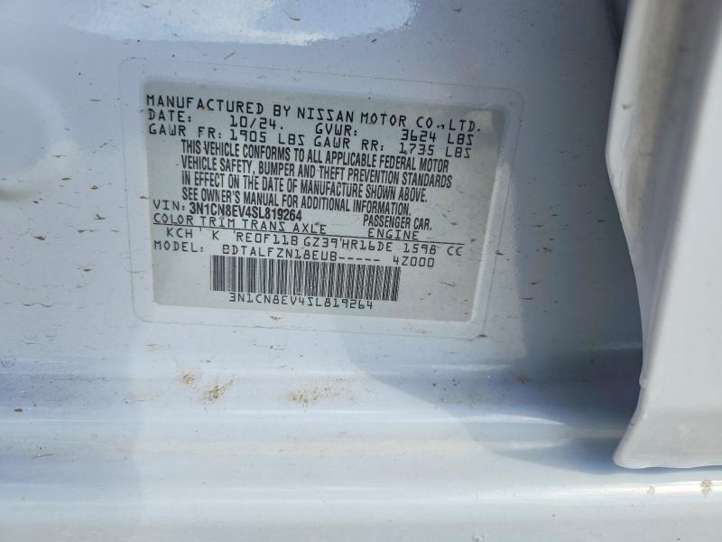 2025 Nissan Versa მანქანა იყიდება აუქციონზე, vin: 3N1CN8EV4SL819264, აუქციონის ნომერი: 55959556