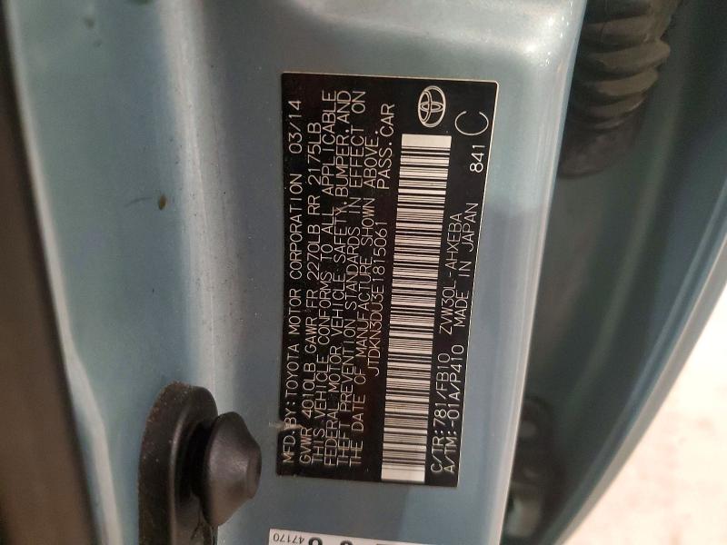 Продажа на аукционе авто 2014 Toyota Prius, vin: JTDKN3DU3E1815061, номер лота: 57722016