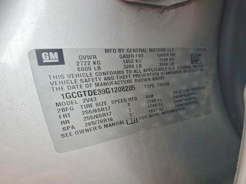 Продажа на аукционе авто 2016 Chevrolet Colorado Lt Crew Cab, vin: 1GCGTDE39G1208205, номер лота: 56096486